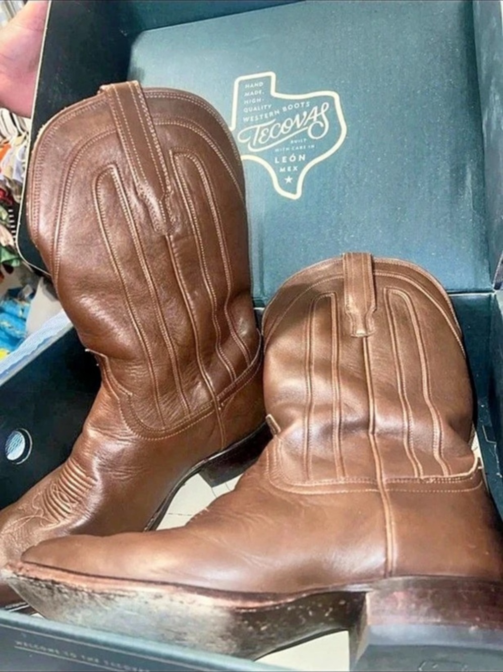 Tecovas The Jackson Brown Leather Heeled Boots 13EE